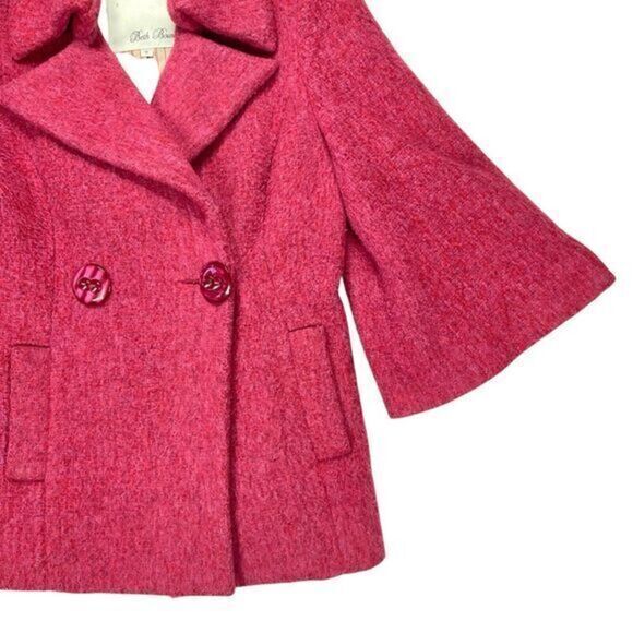 Beth Bowley Wool Pea Coat Womens Sz 10 Pink Flare Sleeve Classic Elegance Jacket - Picture 4 of 16